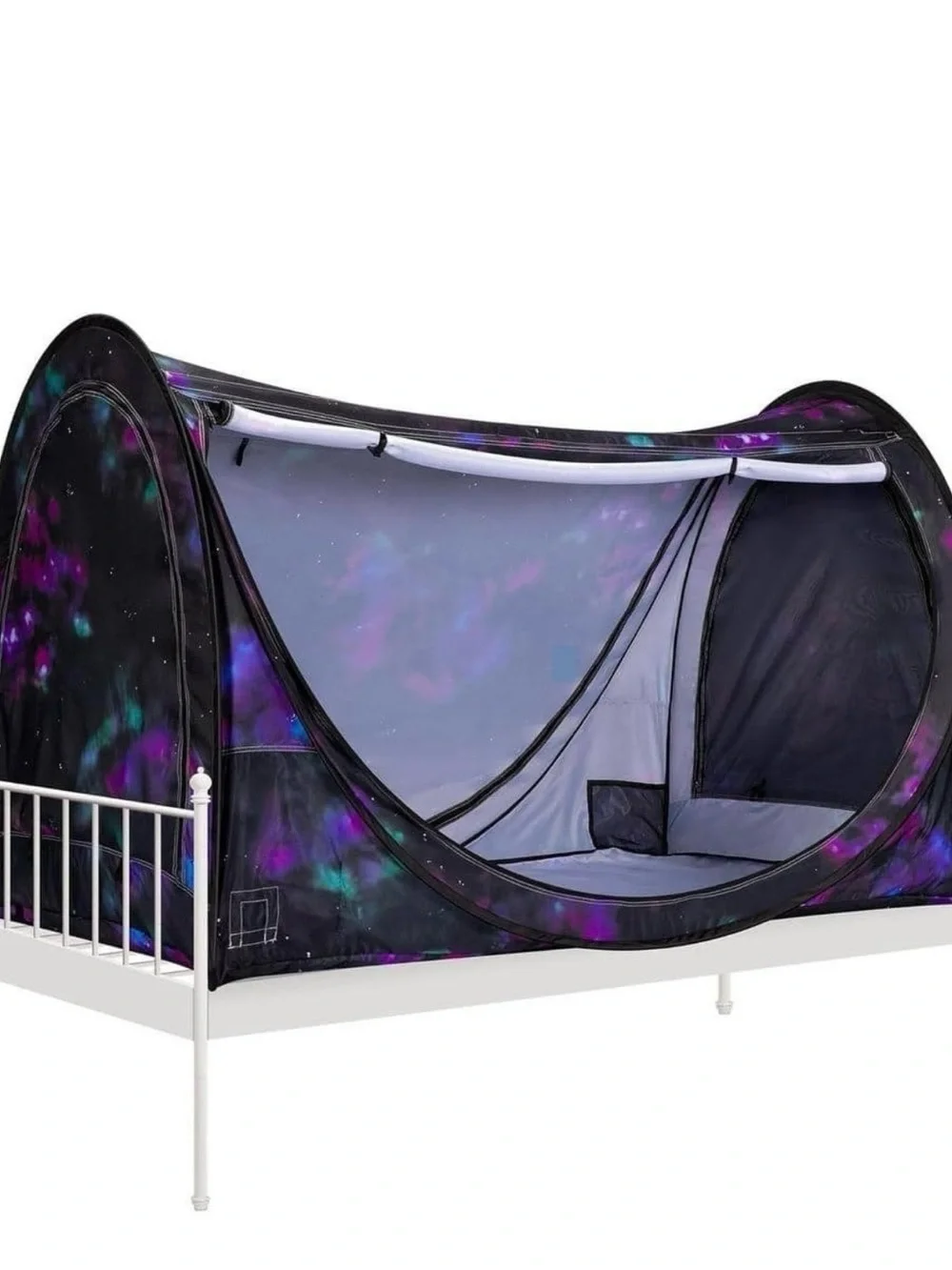 Galaxy Print Bed Canopy with Mesh Netting - Purple/Blue